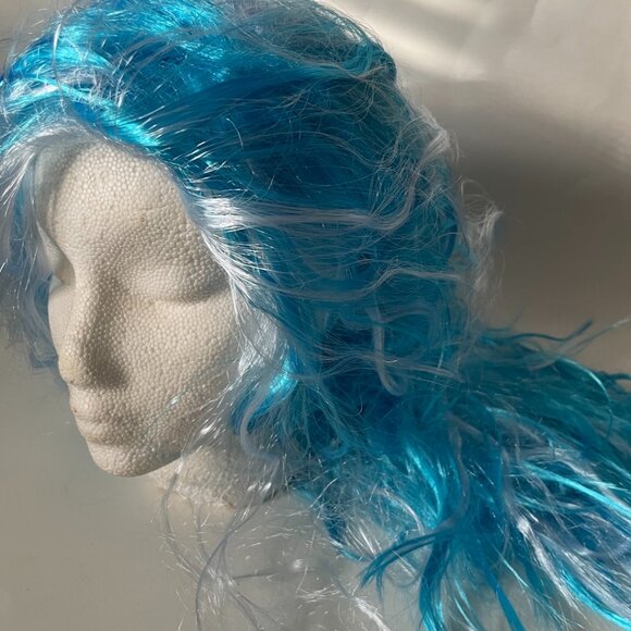 Blue & White Long Wavy Cosplay Wig - Picture 1 of 7